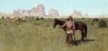  occidental Pintura - Guerrero y tipis nativos americanos de las Indias Occidentales Henry Farny